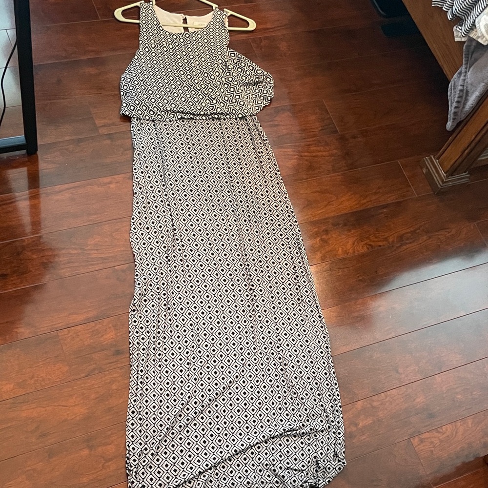 LOFT Black and White Tiered Ruffled Sundress